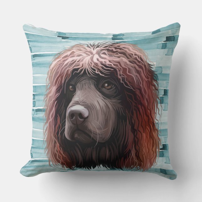 WASSERFARBE IRISH WASSER SPANIEL HUNDE GESICHT KISSEN (Vorderseite)