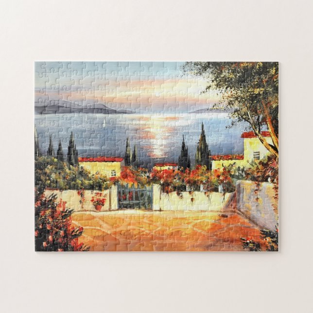 Wasserfarbe Italien landschaftlicher Sommer (Horizontal)