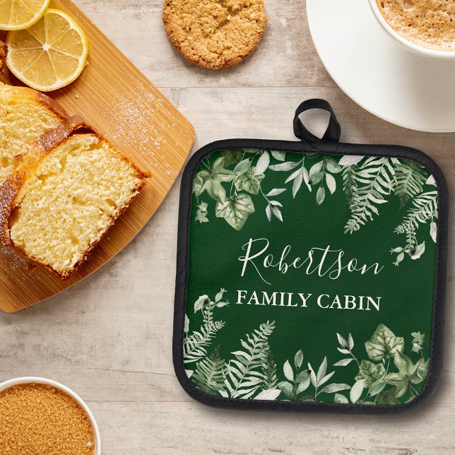 Wasserfarbe Ivy Ferns Sage Familie Kabine Grün Topflappen (A great addition to your kitchen.)