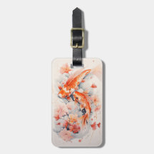Wasserfarbe Japanisch Koi und Blumenmuster Gepäckm
