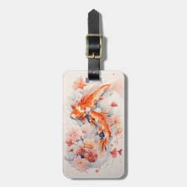 Wasserfarbe Japanisch Koi und Blumenmuster Gepäckm Gepäckanhänger