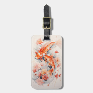 Wasserfarbe Japanisch Koi und Blumenmuster Gepäckm Gepäckanhänger
