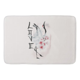Wasserfarbe Japanisch Sakura Blossom Liebe Kran Badematte