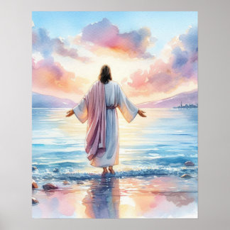 Wasserfarbe Jesus Art Poster