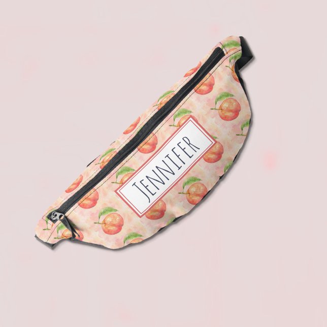Wasserfarbe Juicy Reif Peach Fruchtmuster Name Bauchtasche (Von Creator hochgeladen)