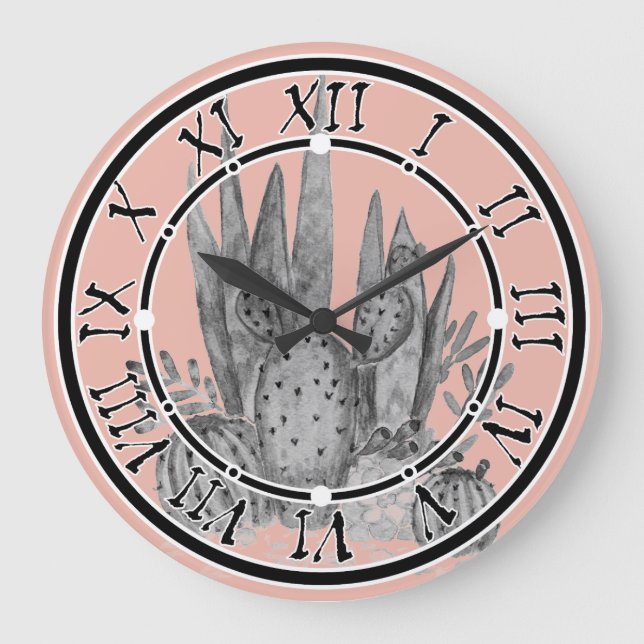 Wasserfarbe , Kakteen, Sukkulturen Große Wanduhr (Vorderseite)