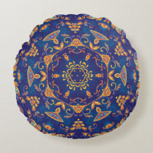 Wasserfarbe Kaleidoskop Mandala Orientalisches Des Rundes Kissen