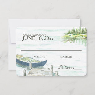 Wasserfarbe Kanusee Hochzeitreaktion RSVP Karte