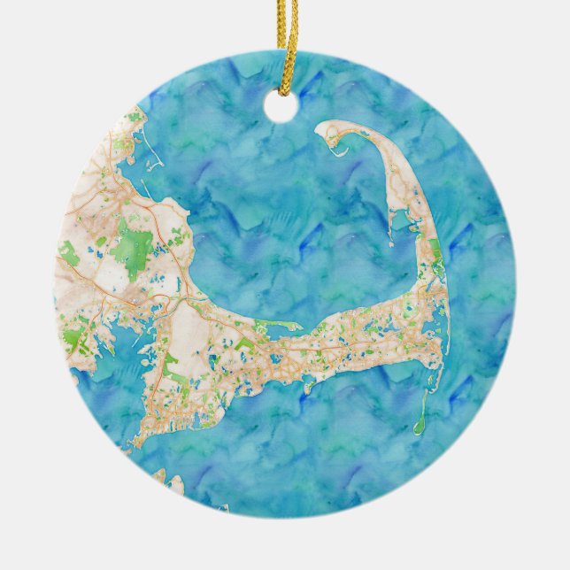 Wasserfarbe Kapuzenkarte Keramik Ornament (Vorne)