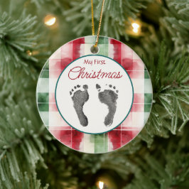 Wasserfarbe Kariert Erste Weihnachtsnacht Ihr Baby Keramik Ornament