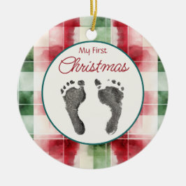 Wasserfarbe Kariert Erste Weihnachtsnacht Ihr Baby Keramik Ornament