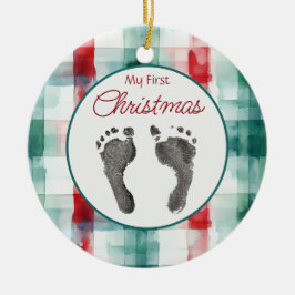 Wasserfarbe Kariert Erste Weihnachtsnacht Ihr Baby Keramik Ornament