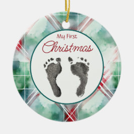 Wasserfarbe Kariert Erste Weihnachtsnacht Ihr Baby Keramik Ornament