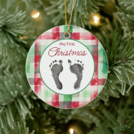 Wasserfarbe Kariert Erste Weihnachtsnacht Ihr Baby Keramik Ornament