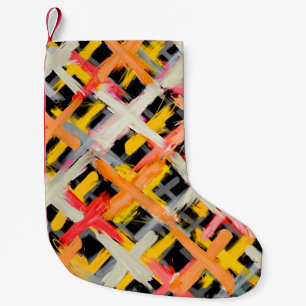 Wasserfarbe kariert, fett, farbig, diagonal. kleiner weihnachtsstrumpf