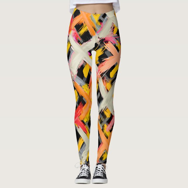 Wasserfarbe kariert, fett, farbig, diagonal. leggings (Vorderseite)