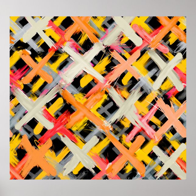 Wasserfarbe kariert, fett, farbig, diagonal. poster (Vorne)