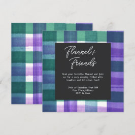 Wasserfarbe Kariert Flannel & Friends Party Einladung