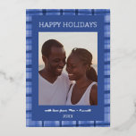 Wasserfarbe Kariert Handmade Custom Foto Hanukkah Folien Feiertagskarte<br><div class="desc">Perfekte niedliche Karte für einen lustigen Urlaub Gruß! Handgemachte Aquarellkunst für Sie! Auch mit lustigen Fotopapier. Vollständig anpassbar! Klicken Sie auf "Personalisieren" oben, um den Text auf der Vorderseite zu bearbeiten und Ihr eigenes Foto zur Vorderseite hinzuzufügen. Klicken Sie auf "Bearbeiten mit dem Designwerkzeug", um die Schriftart, Farben und Einstellungen...</div>