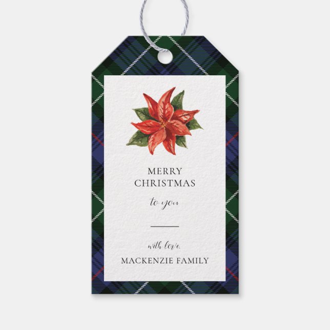 Wasserfarbe Karierte Schrift Rustikale Weihnachten Geschenkanhänger (Vorderseite)