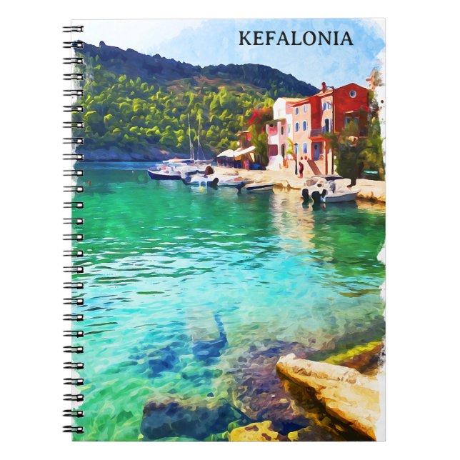 Wasserfarbe Kefalonia Griechenland Küstensicht Notizblock (Vorderseite)