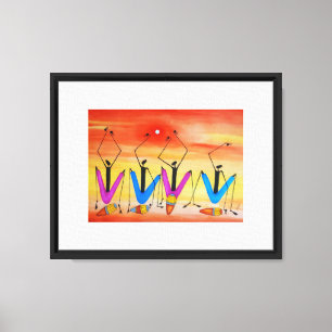 Wasserfarbe Kenia Afrikanische Kunst, Sommerfestiv Leinwanddruck