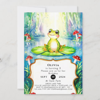 Wasserfarbe Kinder Frosch Geburtstag Einladung
