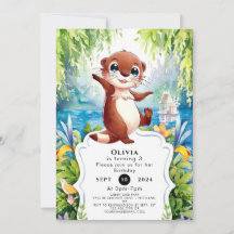Wasserfarbe Kinder Otter Geburtstag