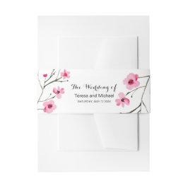 Wasserfarbe, Kirschblossom Hochzeit Einladungsbanderole