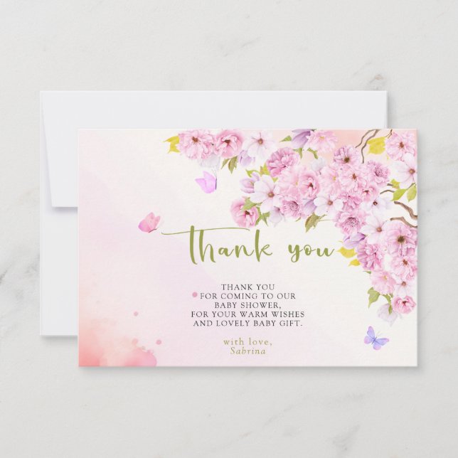 Wasserfarbe Kirsche Blossom Danke Babydusche (Vorderseite)