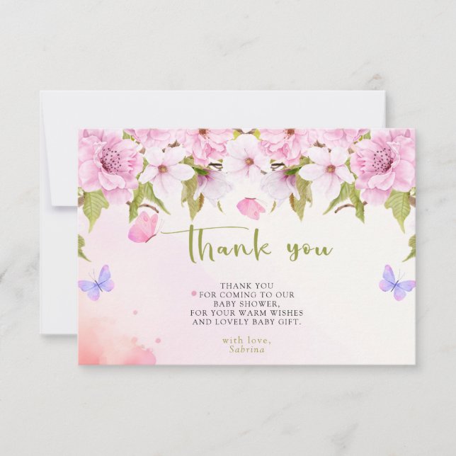 Wasserfarbe Kirsche Blossom Danke Babydusche (Vorderseite)