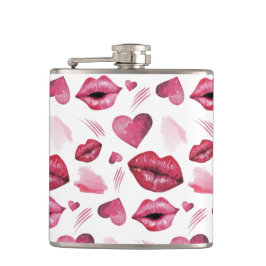 Wasserfarbe Kisses und Herz Flachmann