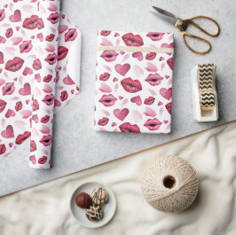 Wasserfarbe Kisses und Herz Geschenkpapier