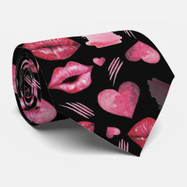 Wasserfarbe Kisses und Herz Krawatte
