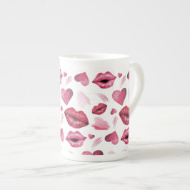 Wasserfarbe Kisses und Herz Prozellantasse