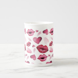 Wasserfarbe Kisses und Herz Prozellantasse