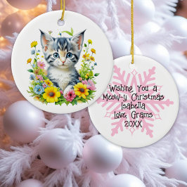 Wasserfarbe Kitten Blume Personalisiert Weihnachte Keramik Ornament