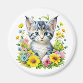 Wasserfarbe Kitten Blume Weihnachten Magnet