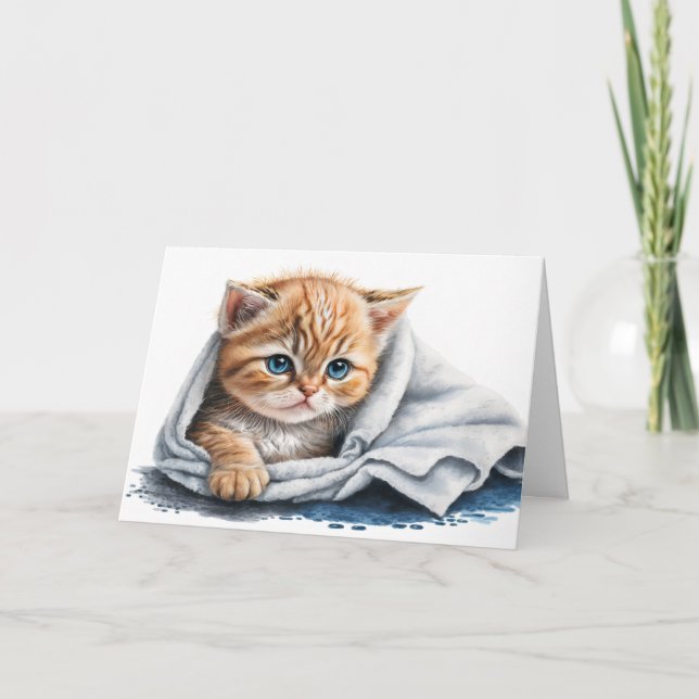 Wasserfarbe Kitten für bald Wohlbefinden Karte (Vorderseite)
