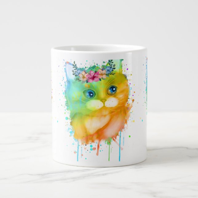 Wasserfarbe Kitten Jumbo-Tasse (Vorderseite)