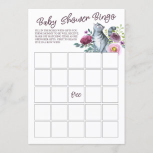 Wasserfarbe Kitty Cat Baby Dusche Bingo Spiel Einladung