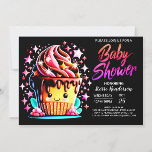 Wasserfarbe Kleine Muffin Girl Babydusche Einladung