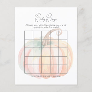 Wasserfarbe Kleine Pumpkin Baby Dusche Bingo Spiel