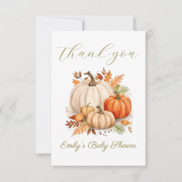 Wasserfarbe Kleine Pumpkin Babydusche Flat Dankeskarte