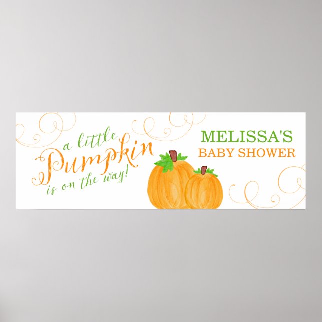 Wasserfarbe Kleine Pumpkin Fall Babydusche Poster (Vorne)
