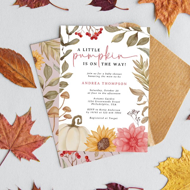 Wasserfarbe Kleine Pumpkin Fall Herbst Babydusche Einladung (Von Creator hochgeladen)