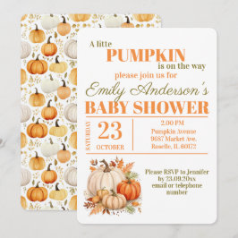 Wasserfarbe Kleine Pumpkin Orange Babydusche Einladung