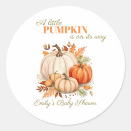 Wasserfarbe Kleine Pumpkin Orange Babydusche Runder Aufkleber