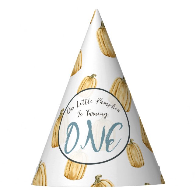 Wasserfarbe Kleine Pumpkinchen fallen Geburtstag Partyhütchen (Vorderseite)