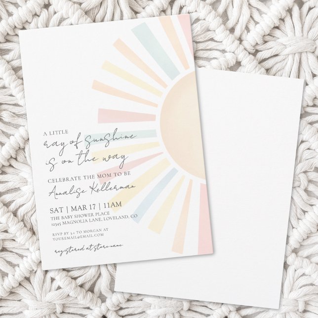 Wasserfarbe Kleine Sonnencreme-Dusche Einladung (Watercolor Little Ray Of Sunshine Sun Baby Shower Invitation)